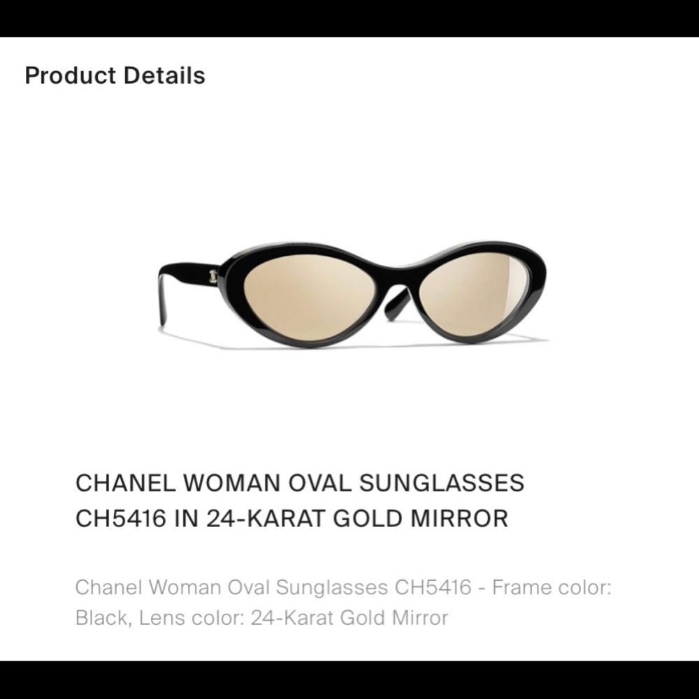 🖤💛$575. Chanel 2020-21 Black W/ 24Kt gold mirror Oval Cat Eye Super Rare New!